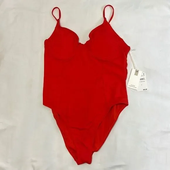 Good American Bright Poppy Red Show Off One Piece Swimsuit Size 4 (XL) - Picture 3 of 11